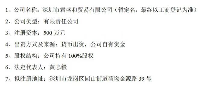ST远智：拟3000万元设立全资子公司